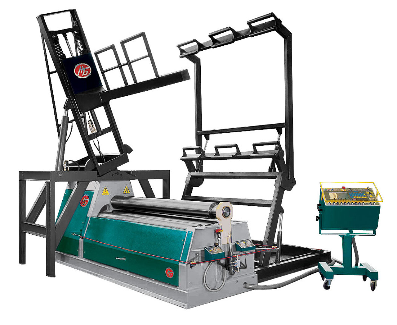 Materialhandling der 3-Walzen Rundbiegemaschine MG3R