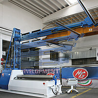 Konen-Abstützung an Rundbiegemaschine von Hezinger – präzise Führung für konische Werkstücke wie Trichter, Übergangsstücke und Behälterteile